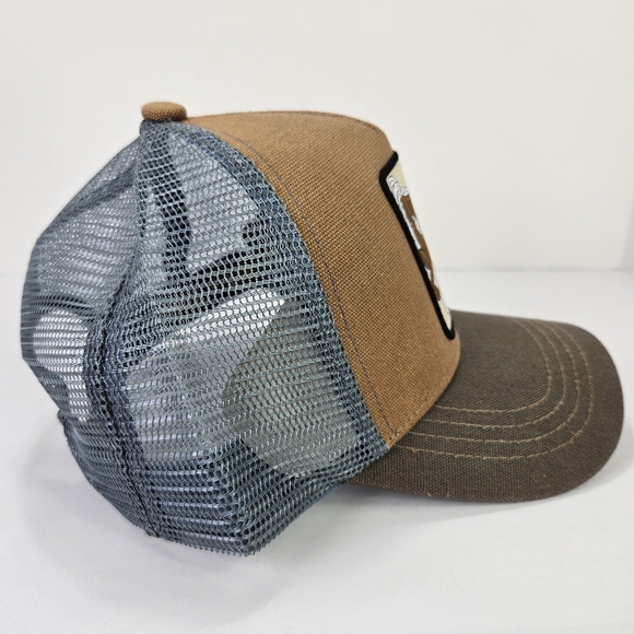 Taz Devil Logo Cartoon Gold Star Snapback Brown Front Gray Mesh Hat / Cap - Picture 6 of 9